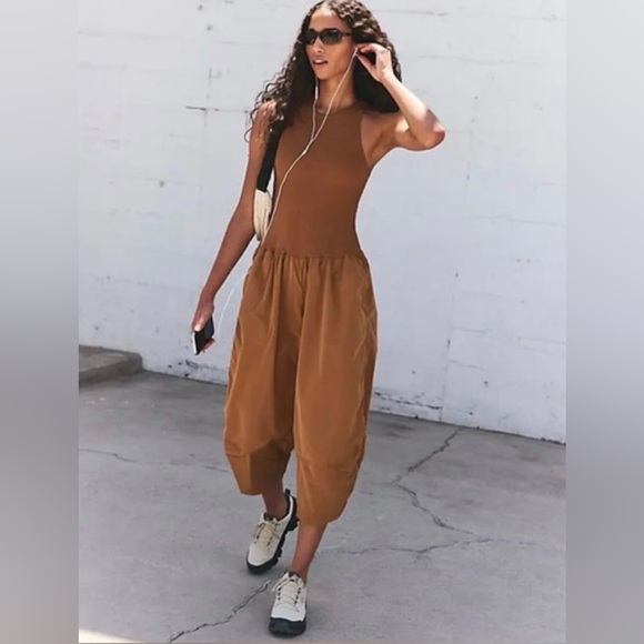 free people movement Pants - NWT Free People Movement Plie Onesie Jumpsuit Brown Size Large